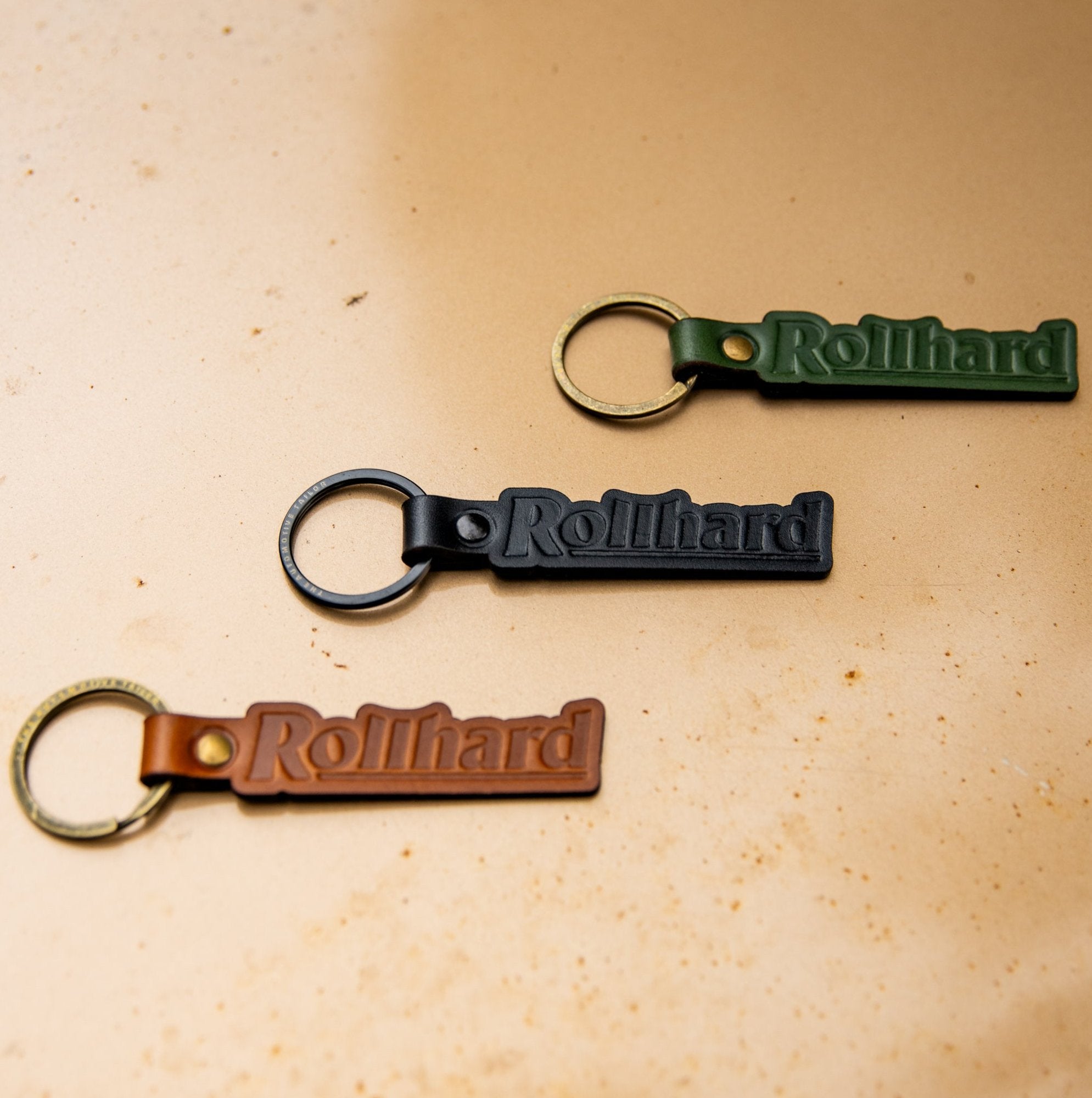 Leather Keyring - Black/Green/Tan