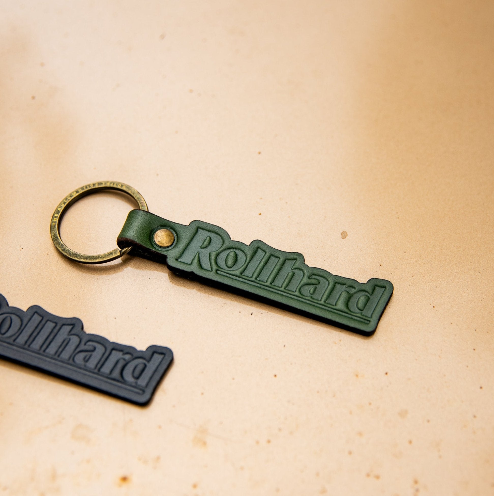Leather Keyring - Black/Green/Tan