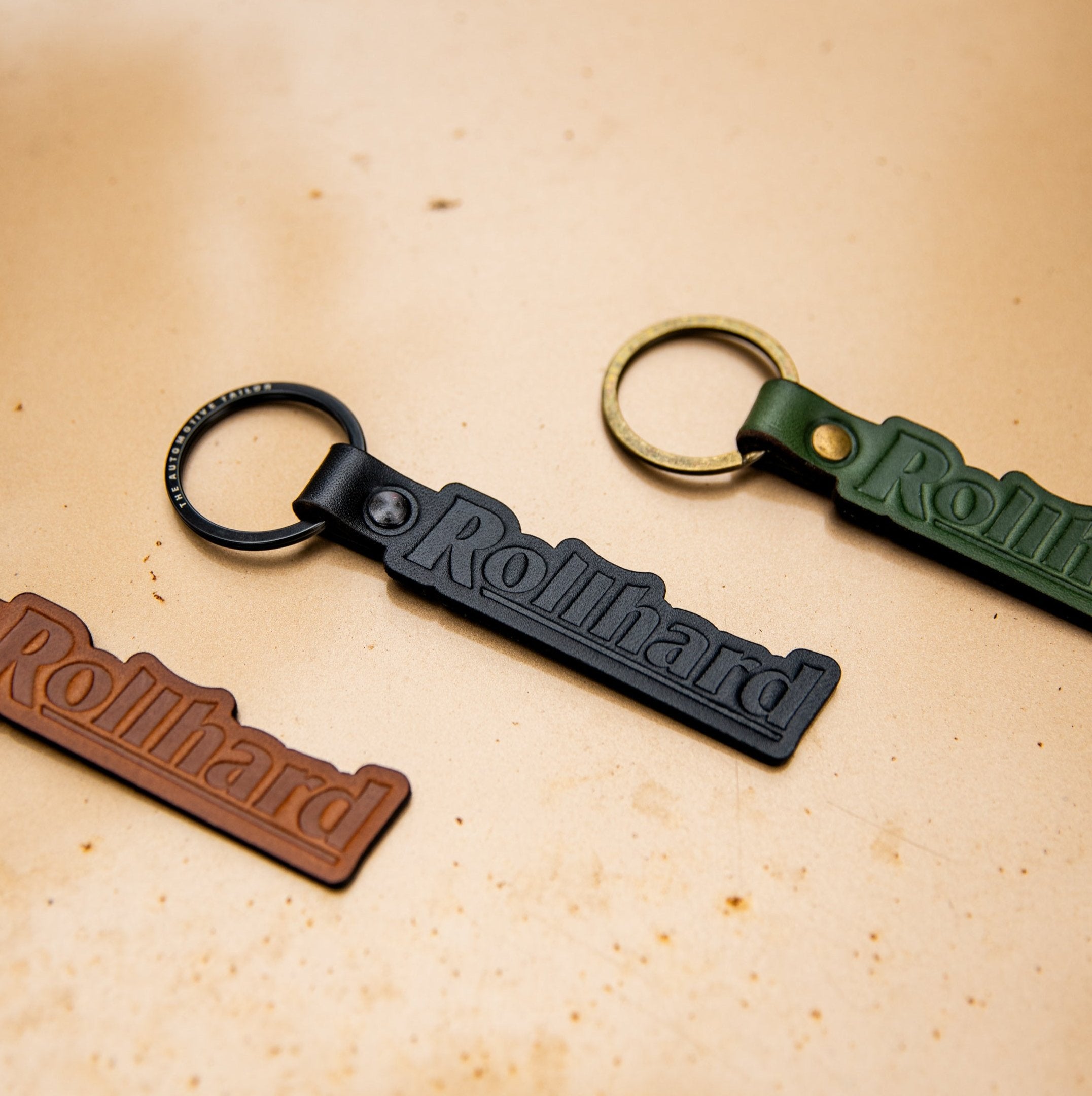 Leather Keyring - Black/Green/Tan